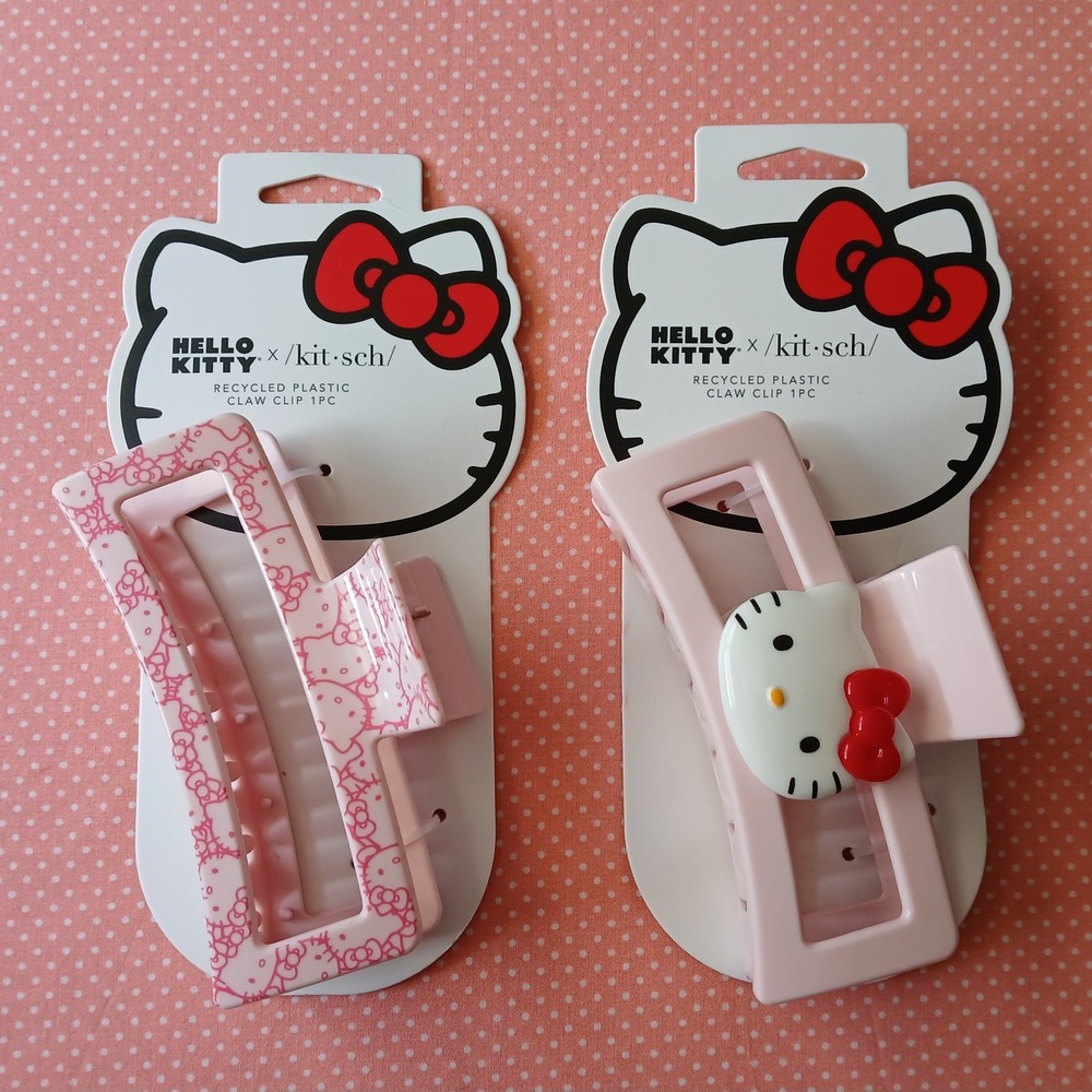 NWT Kitsch x Hello Kitty Jumbo Claw Clips in Pink Kitty Faces - Set Of 2